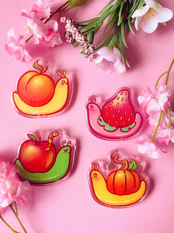 Fruit Snail Acrylic Pins